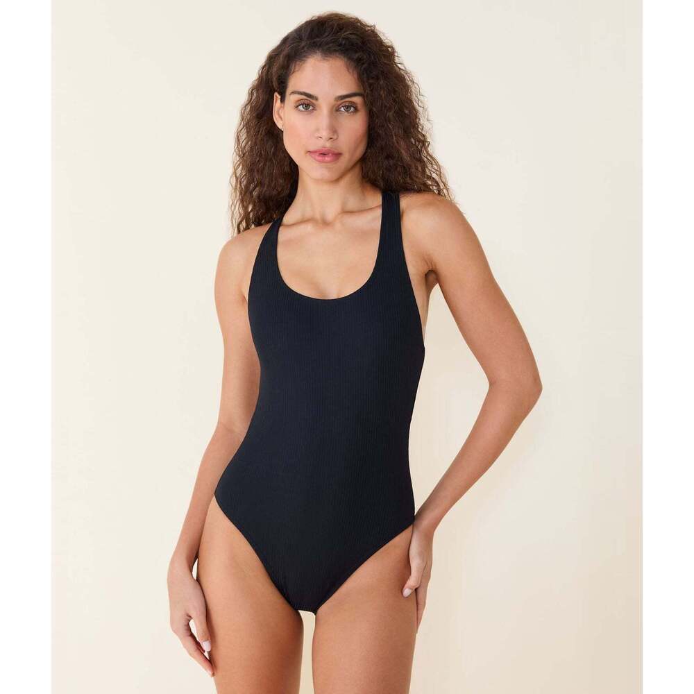 Andie The Tulum One Piece - Eco Ribbed - Black - Long Torso Size LBLACK / L